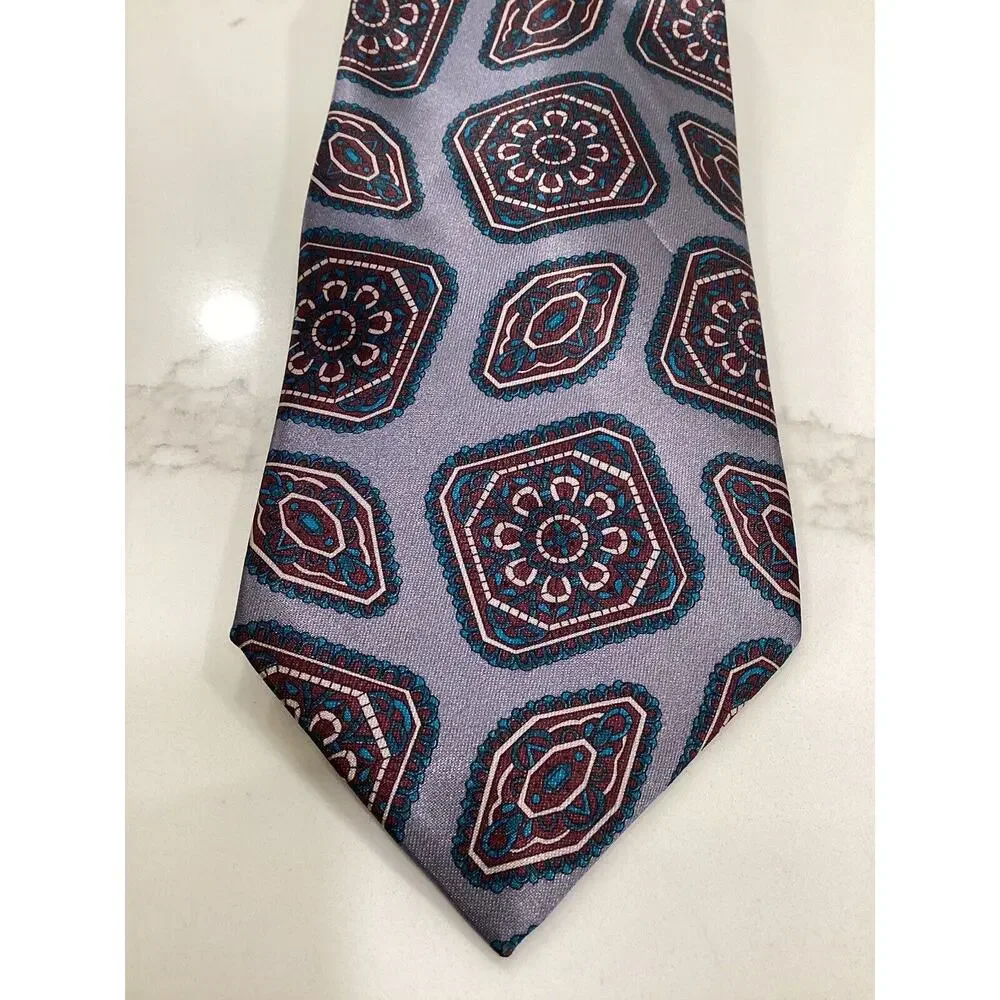 ketch gray blue‎ mens Tie 3.75” necktie silk Designer